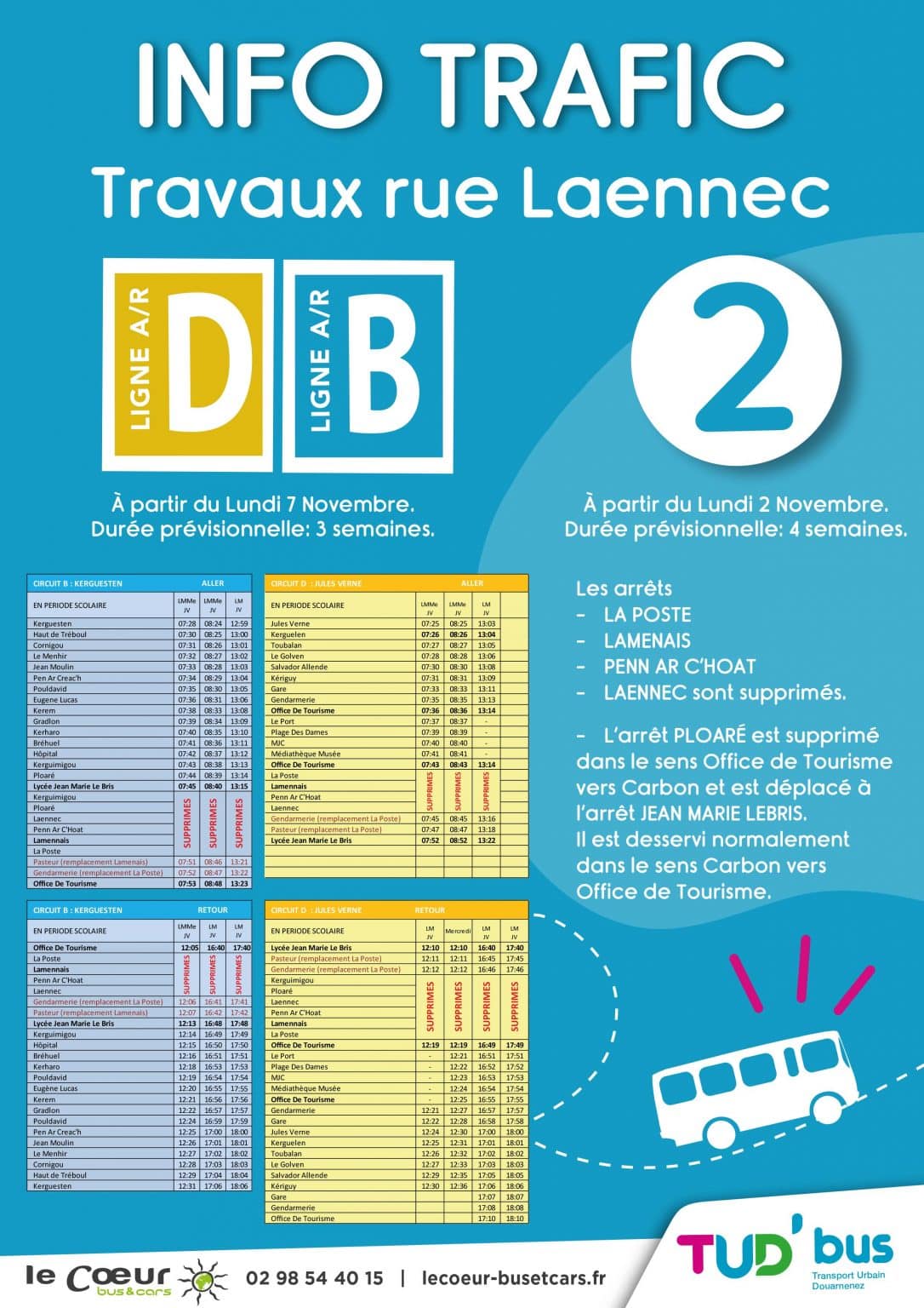 TUD'bus Travaux Douarnenez Le Coeur Bus & Cars