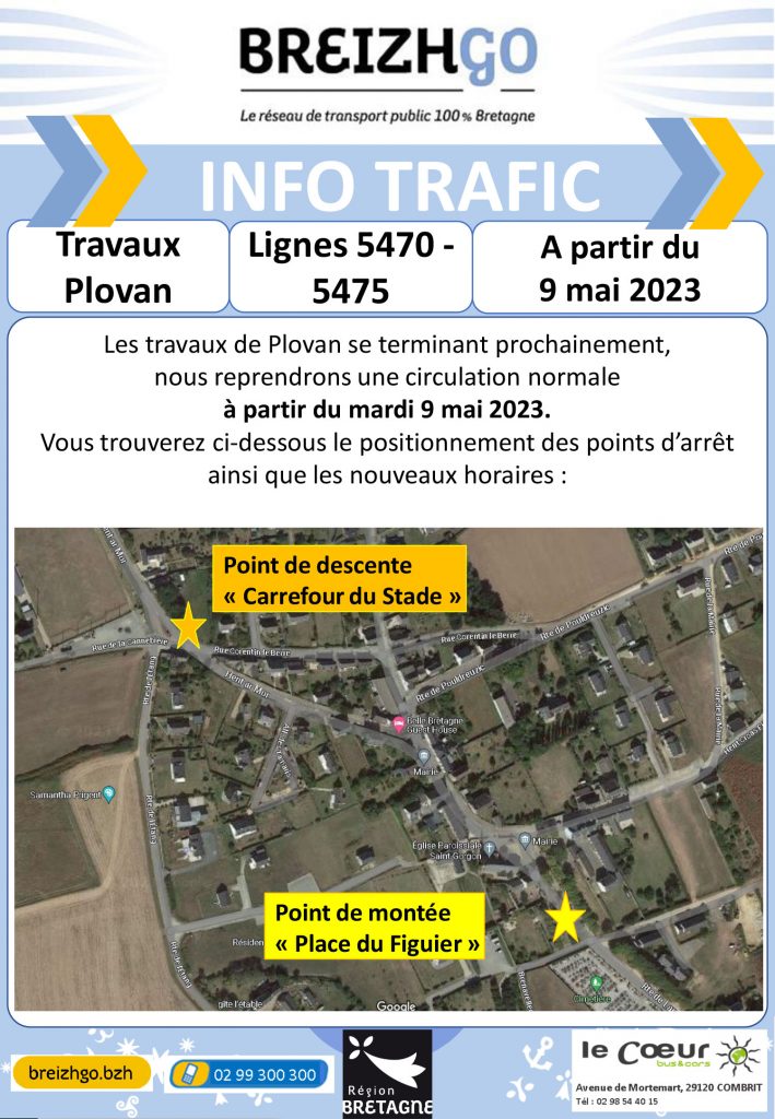 Travaux à Plovan : Lignes 5470-5475-5450-5451-5501