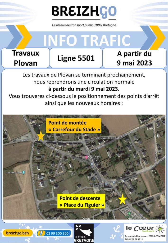 Travaux à Plovan : Lignes 5470-5475-5450-5451-5501