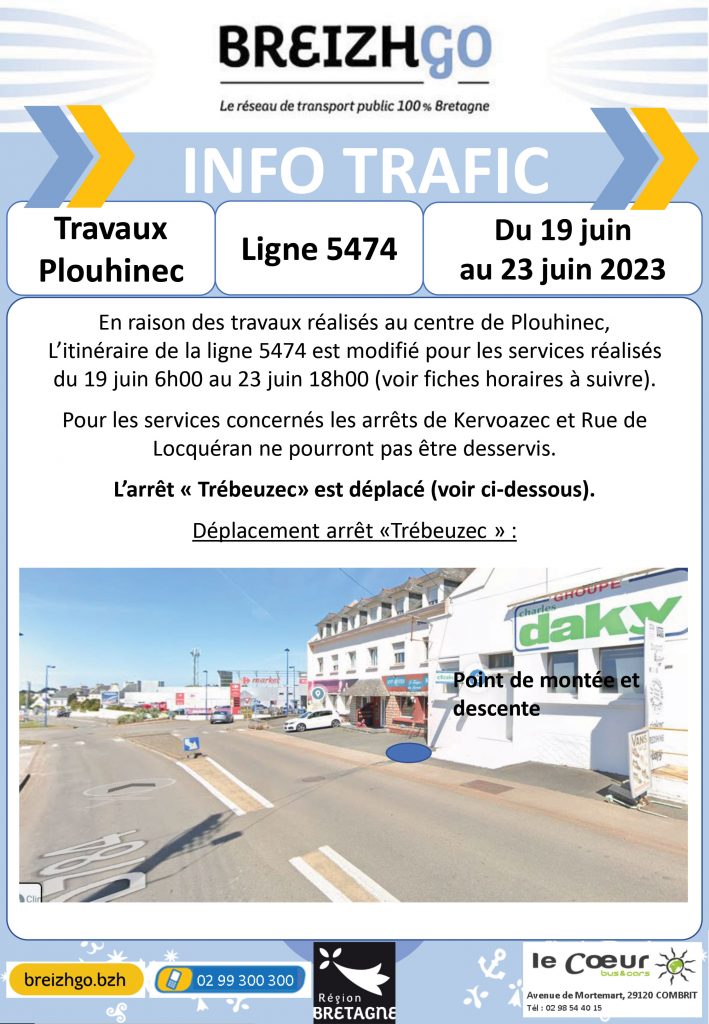 Ligne 5474 : Travaux Plouhinec
