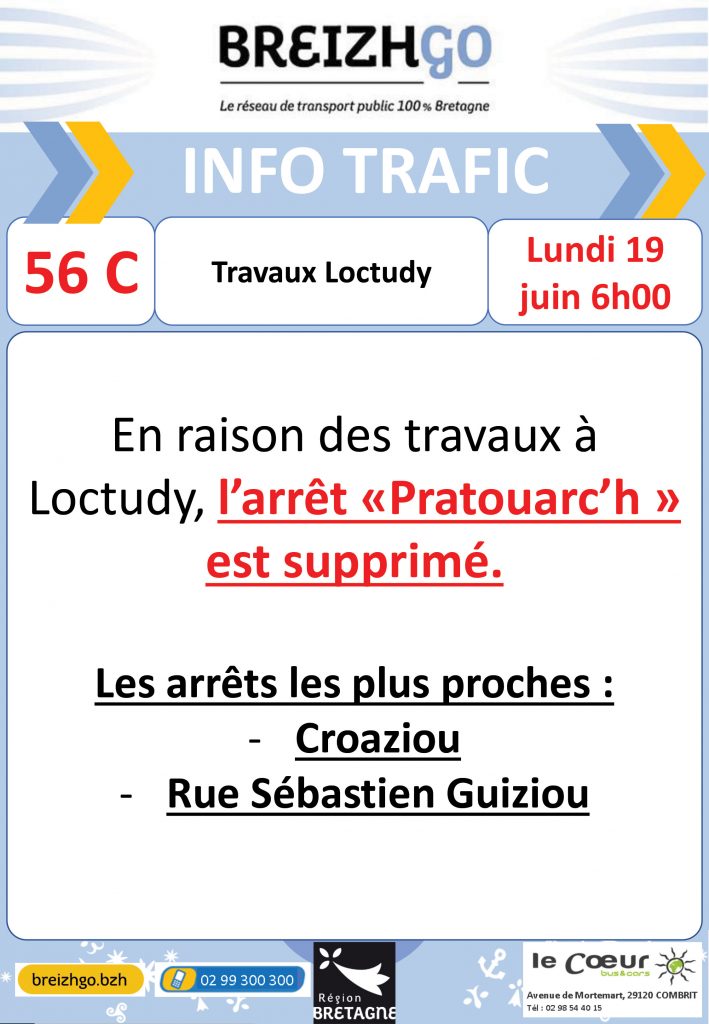 travaux loctudy Breizhgo ligne 56 C