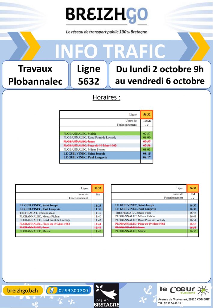 horaires de car Breizhgo Plobannalec