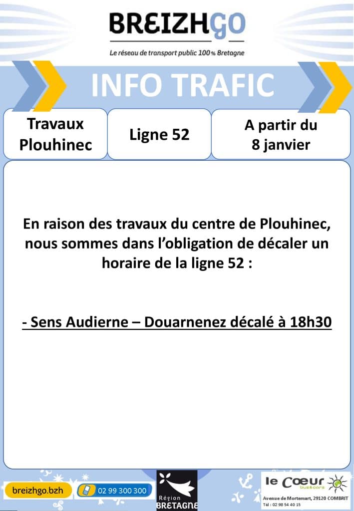 Travaux à Plouhinec - ligne Breizhgo 52