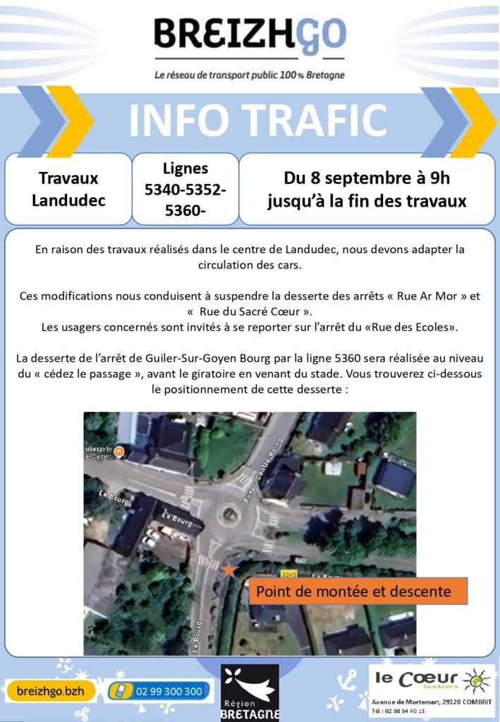 Travaux Landudec : Lignes 5340-5352-5360